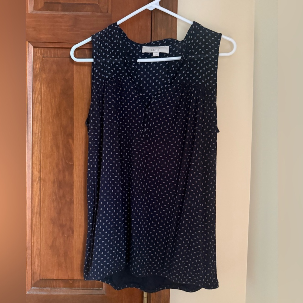 LOFT Navy Sleeveless Polka Dot Camisole